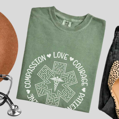 Compassion, Love, Courage Medical Symbol T-shirt