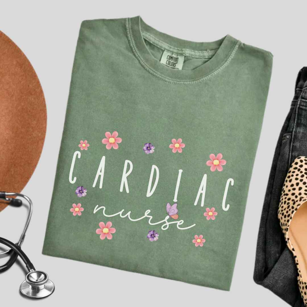 Cardiac Nurse Floral T-shirt