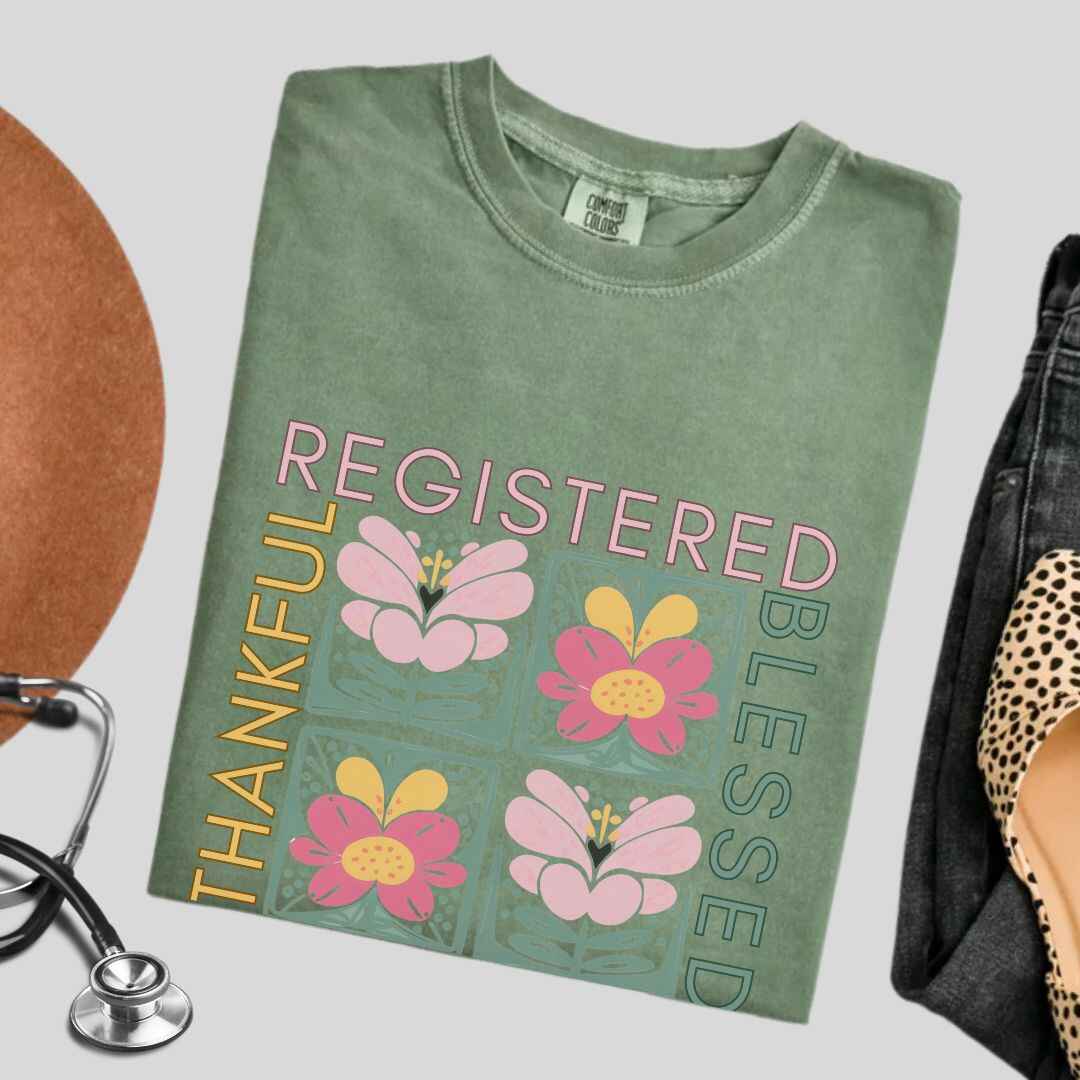 Thankful & Blessed Registered Nurse Fall T-shirt