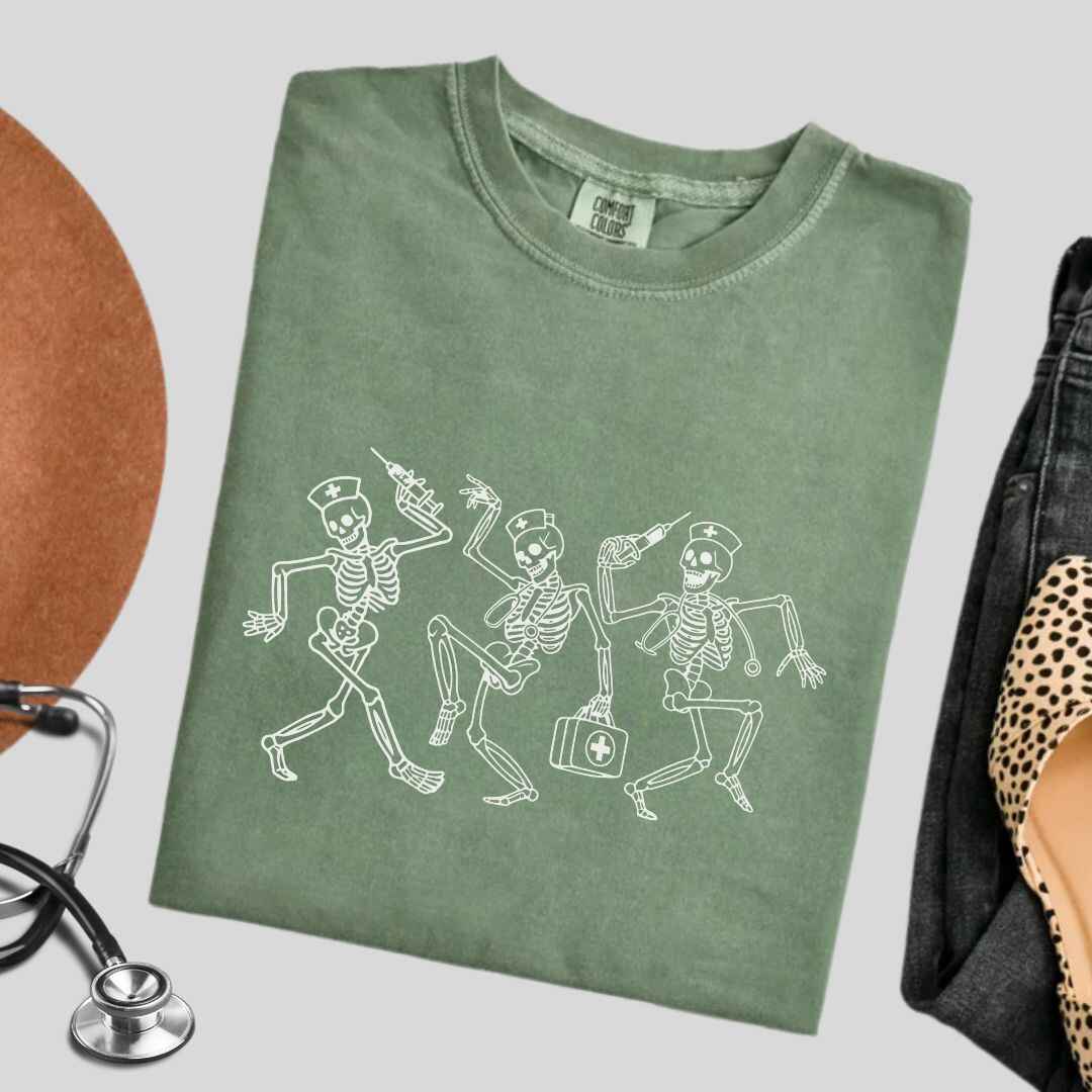 Dancing Skeletons Funny Nurse T-shirt