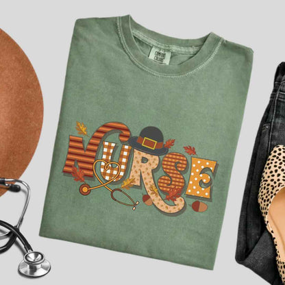 Thanksgiving Fall Nurse T-shirt