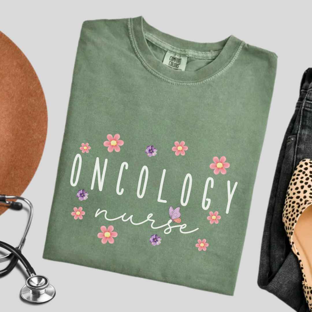 Oncology Nurse Floral T-shirt