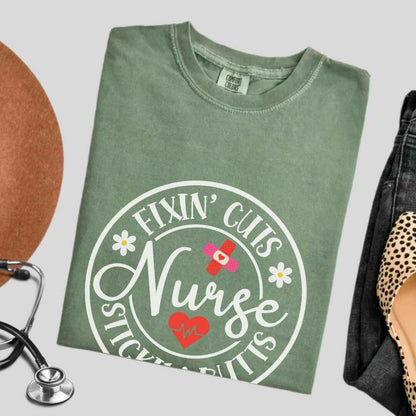 Fixin' Cuts, Stickin' Butts Funny Nurse T-shirt