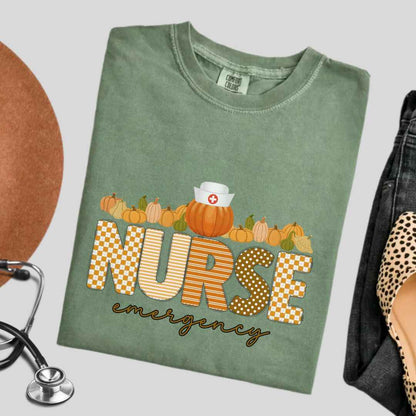 Emergency Nurse Pumpkin Fall T-shirt