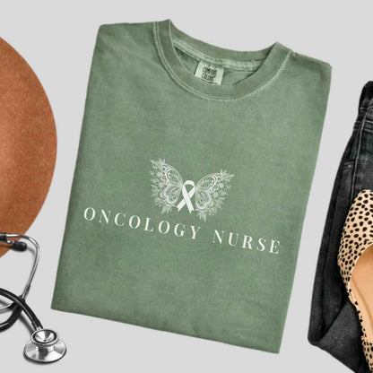 Oncology Nurse Cancer Butterfly Minimalist T-shirt