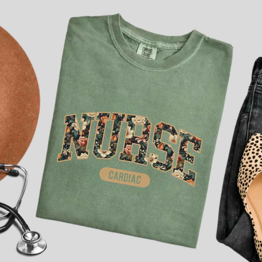 Cardiac Nurse Fall Floral College T-shirt