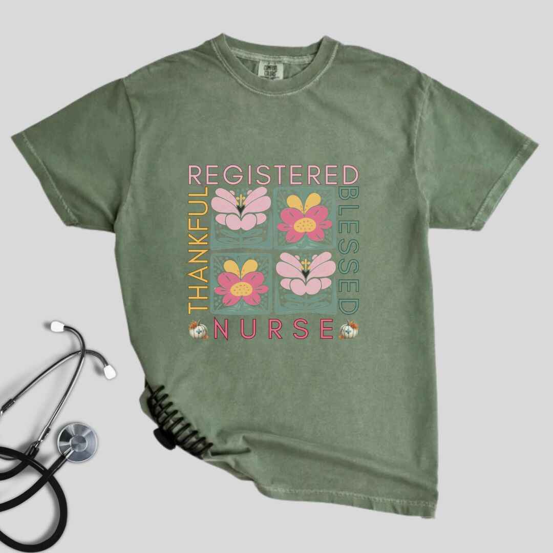 Thankful & Blessed Registered Nurse Fall T-shirt