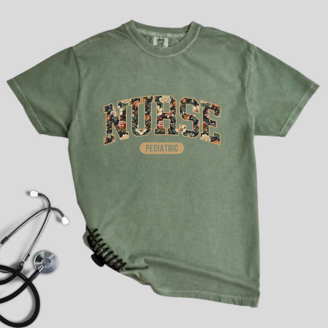 Pediatric Nurse Fall Floral College T-shirt