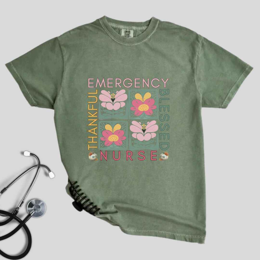 Thankful & Blessed Emergency Nurse Fall T-shirt