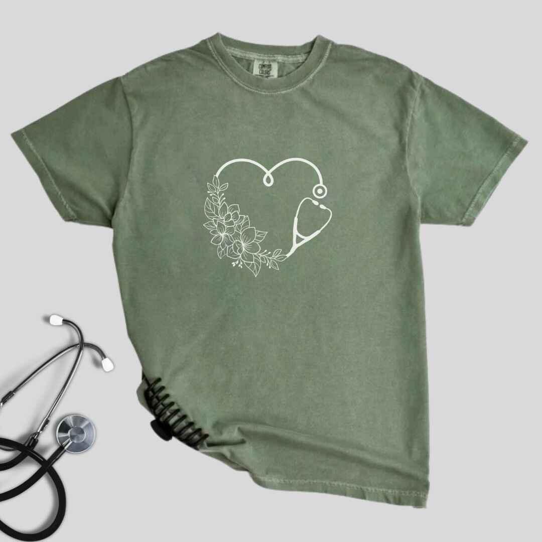 General Nurse Heart Stethoscope Minimal T-shirt