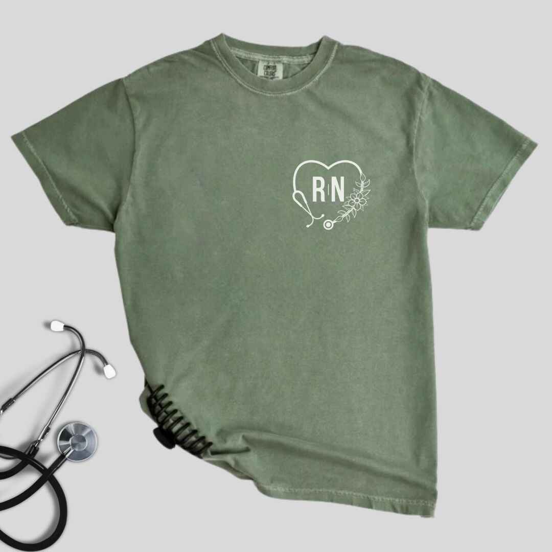 Registered Nurse Heart Stethoscope Pocket Design T-shirt