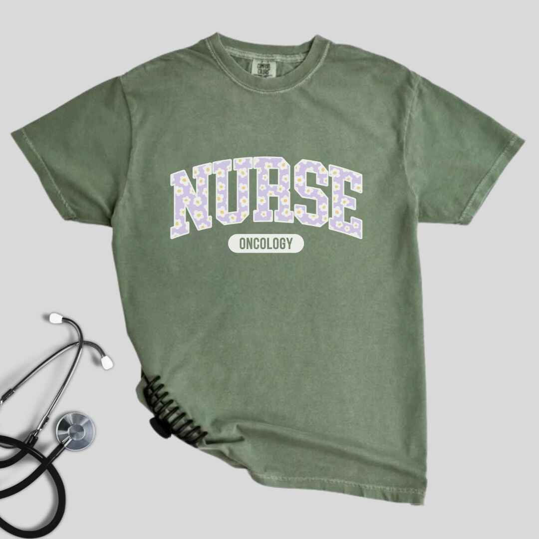 Oncology Nurse Bright Floral College T-shirt