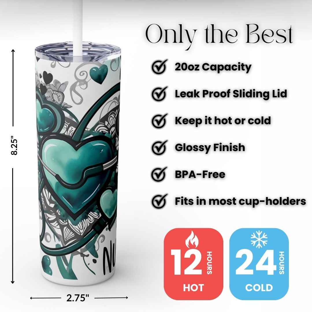 Teal Heart 20oz Tumbler