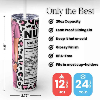 Pink Leopard Print Nutrition Facts 20oz Tumbler