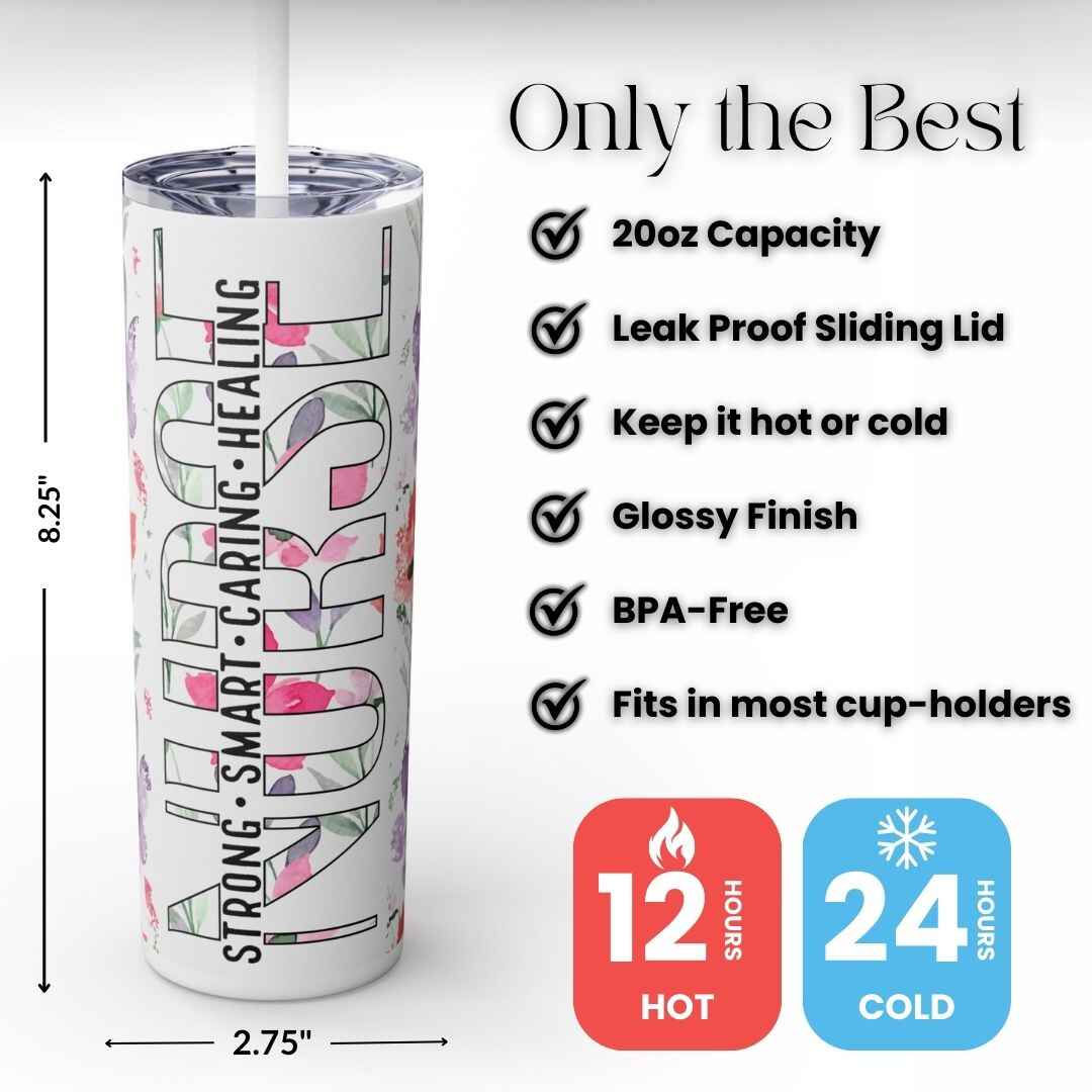 Strong, Smart, Caring Floral  20oz Tumbler