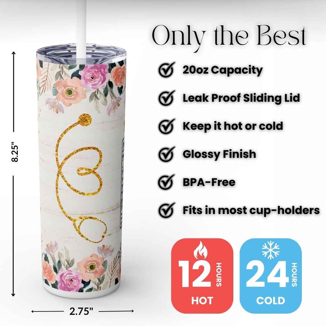 Floral Nutrition Facts 20oz Tumbler