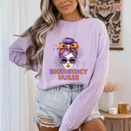 Emergency Nurse Messy Hair Halloween Sweatshirt