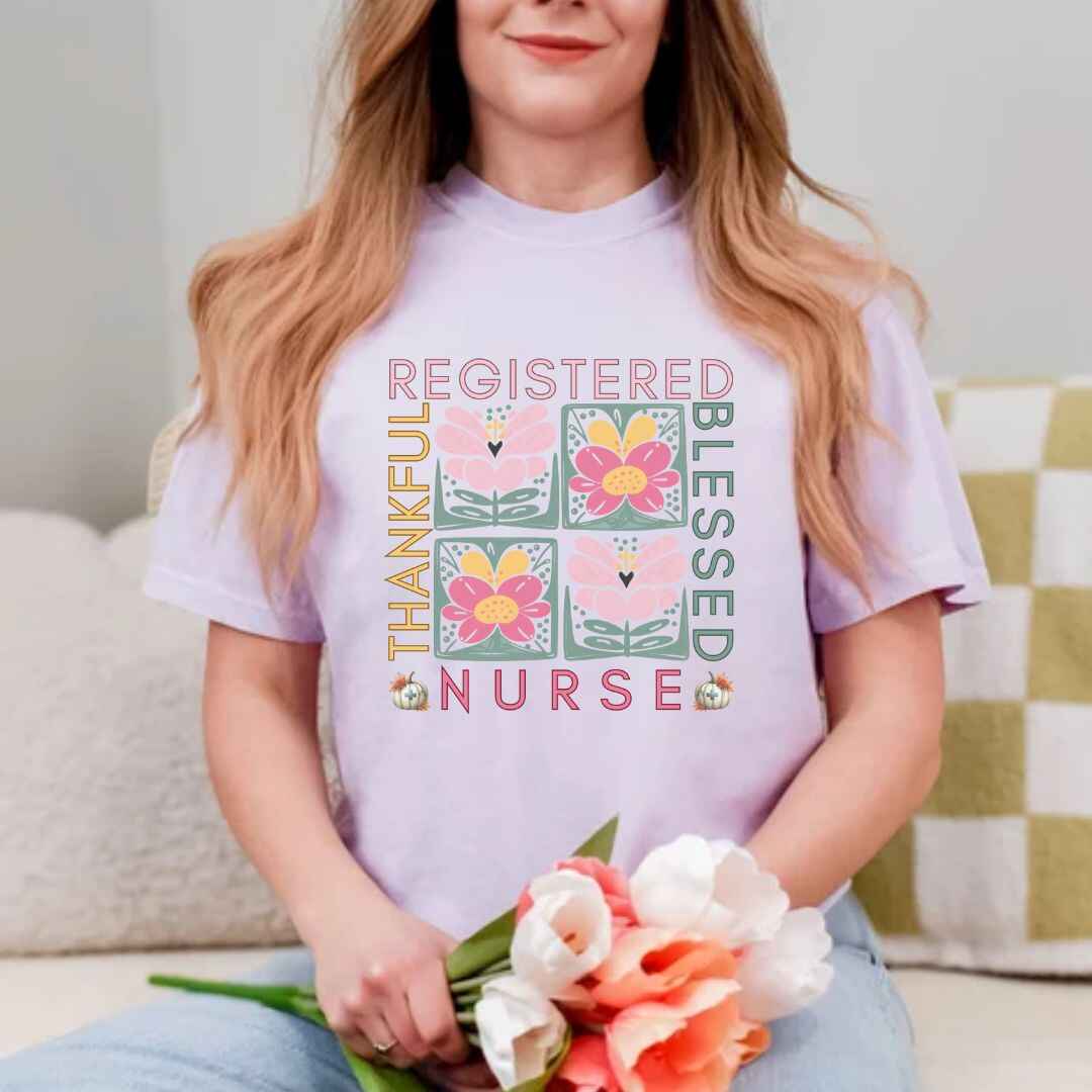 Thankful & Blessed Registered Nurse Fall T-shirt