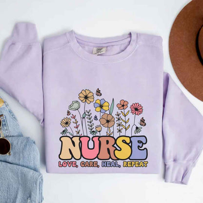 Love, Care, Heal, Repeat Nurse Sweatshirt