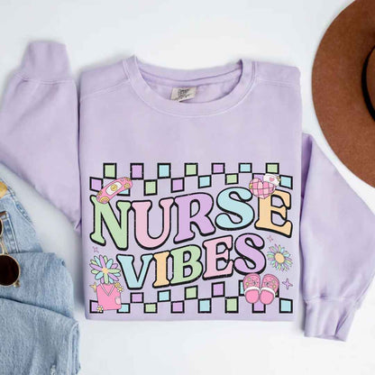 Retro Nurse Vibes Nurse Sweatshirt