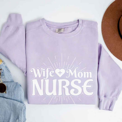 Wife, Mom, Nurse Sun Rays Sweatshirt