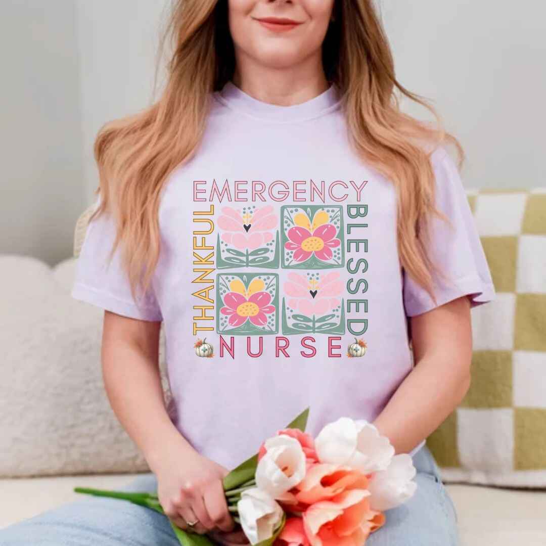 Thankful & Blessed Emergency Nurse Fall T-shirt