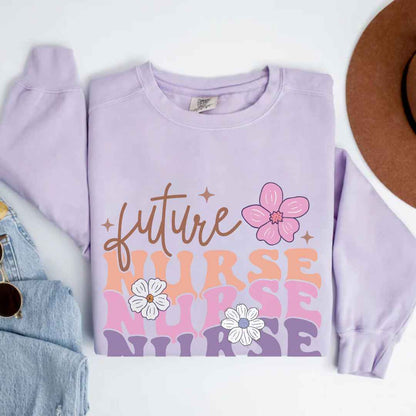 Retro Wavy Future Nurse Sweatshirt