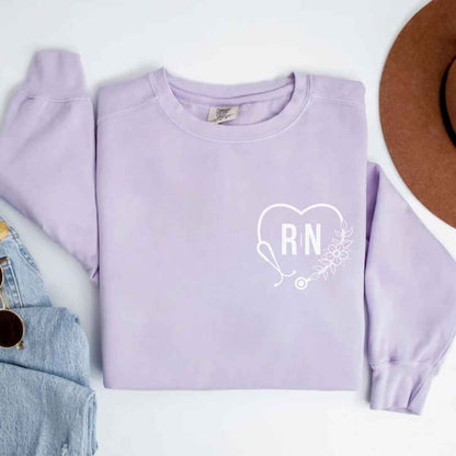 Registered Nurse Heart Stethoscope Pocket Design Sweatshirt