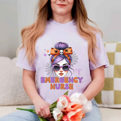 Emergency Nurse Messy Hair Halloween T-shirt