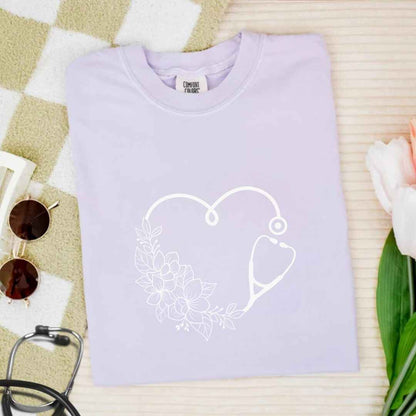 General Nurse Heart Stethoscope Minimal T-shirt