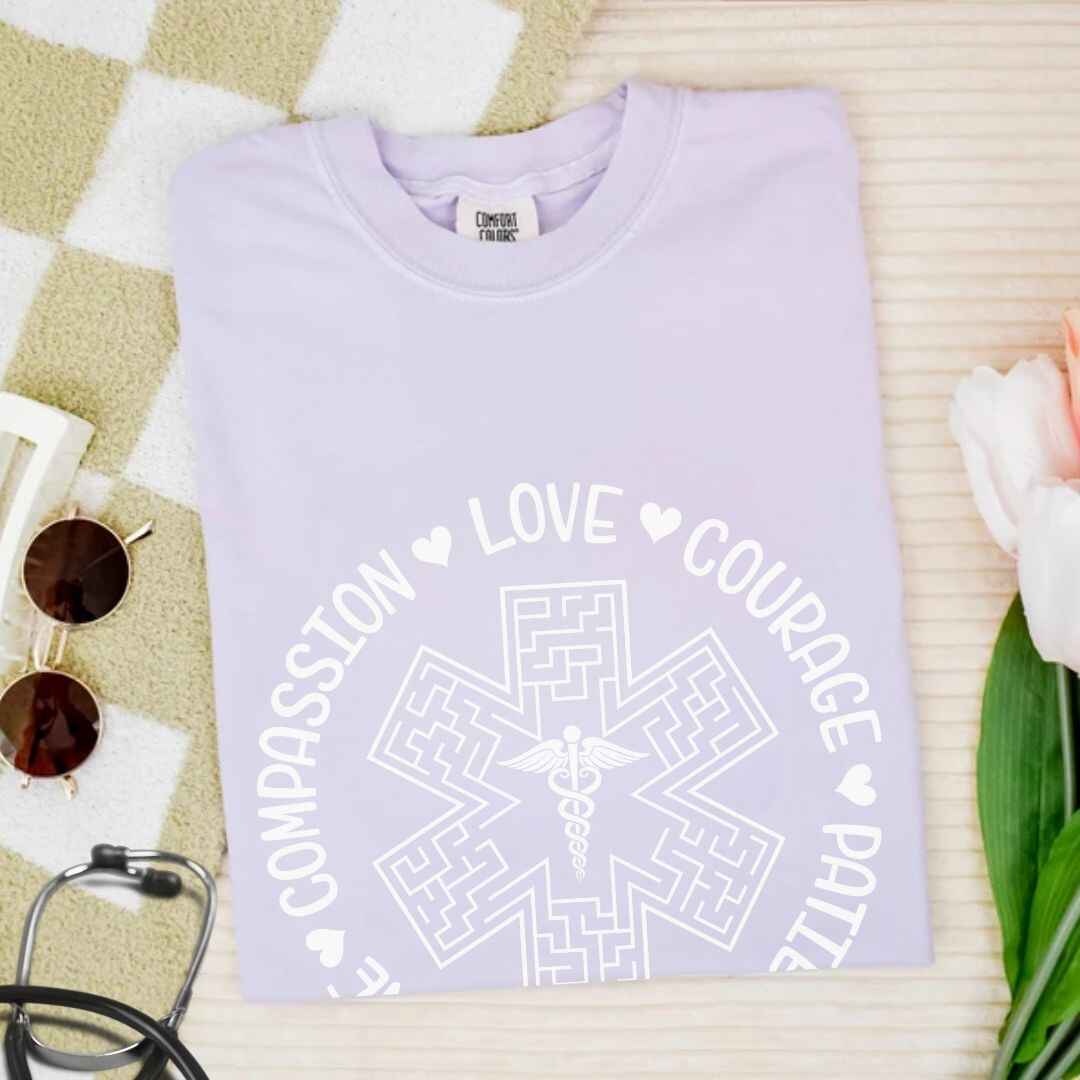 Compassion, Love, Courage Medical Symbol T-shirt