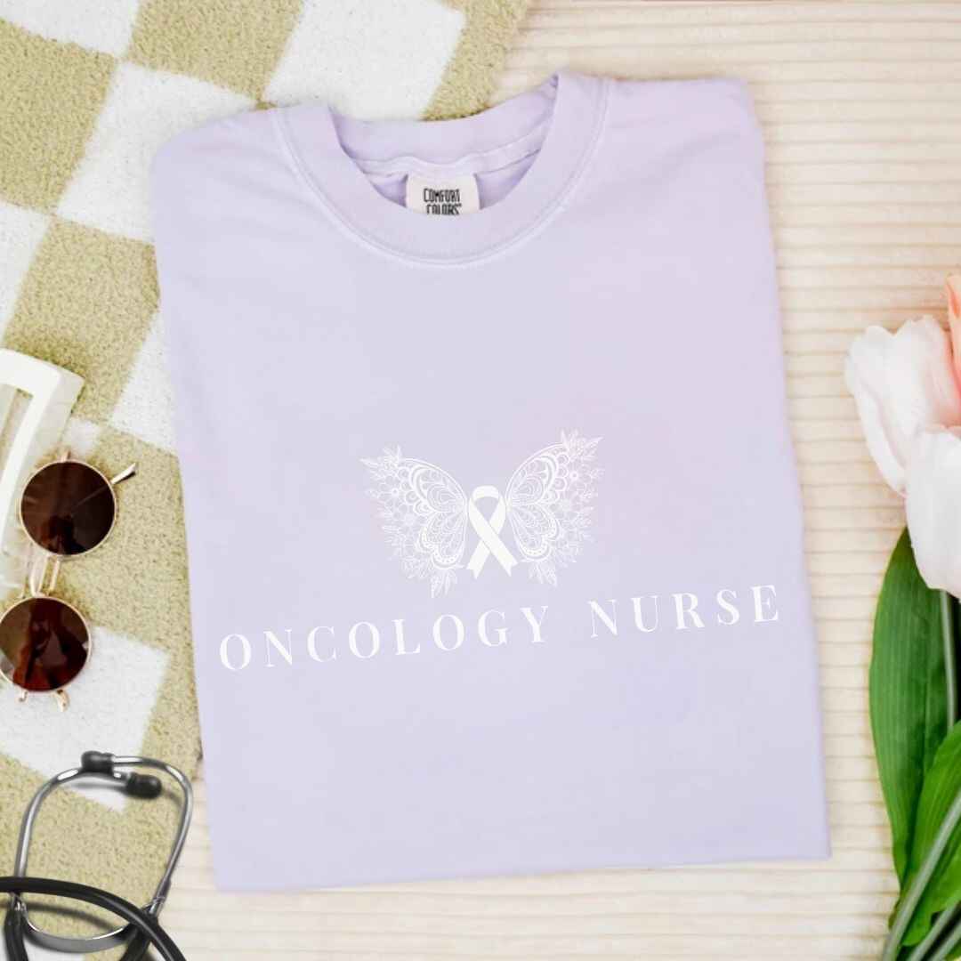 Oncology Nurse Cancer Butterfly Minimalist T-shirt