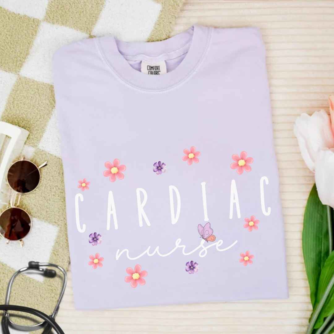 Cardiac Nurse Floral T-shirt