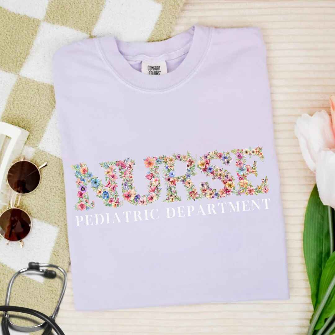 Pediatric Nurse Pediatric Department Floral T-shirt