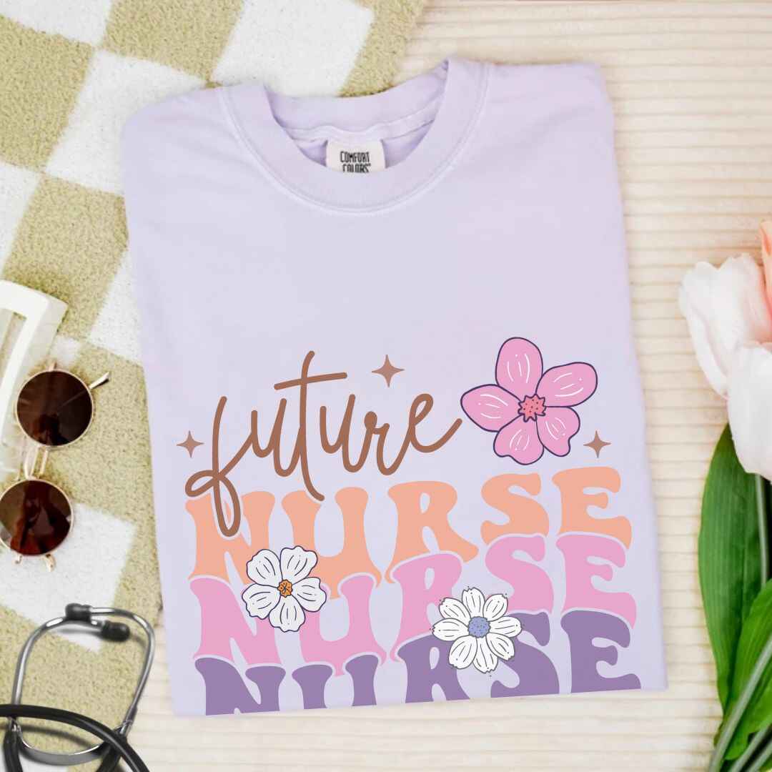 Retro Wavy Future Nurse T-shirt