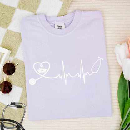 Heart, EKG Stethoscope Minimalist T-shirt