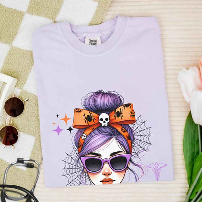 Cardiac Nurse Messy Hair Halloween T-shirt