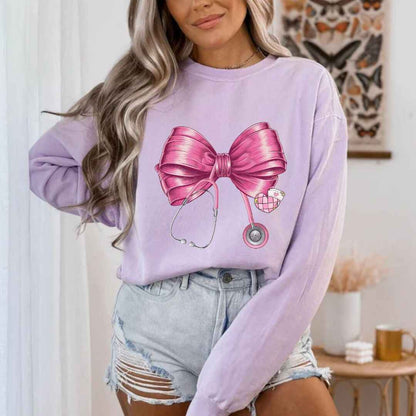 Ribbon Stethoscope Coquette Nurse Sweatshirt