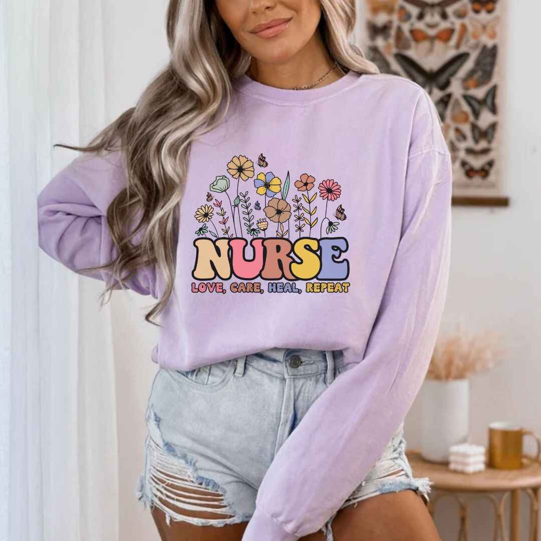 Love, Care, Heal, Repeat Nurse Sweatshirt