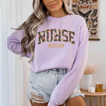 Emergency Nurse Fall Floral College Sweatshirt