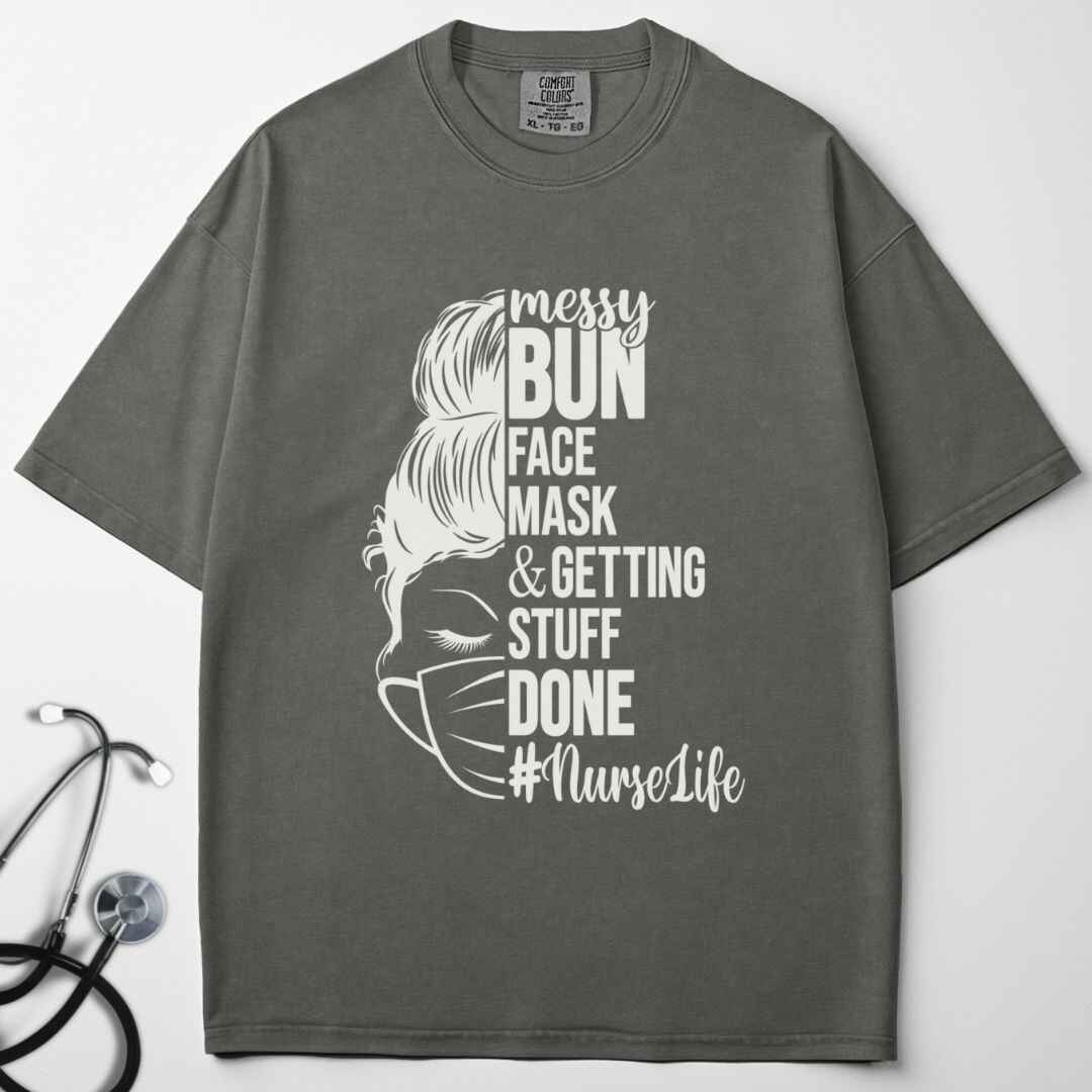 Messy Bun Half Face T-shirt
