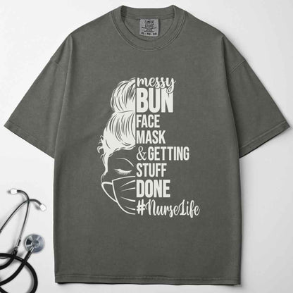 Messy Bun Half Face T-shirt