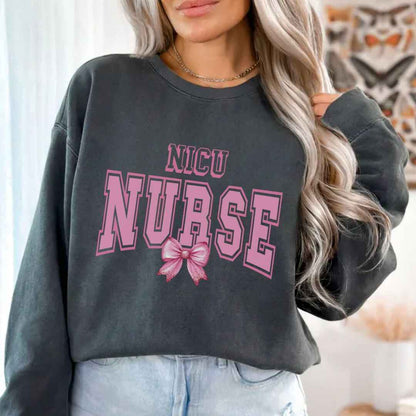 Nicu Neonatal College Coquette Nurse Sweatshirt