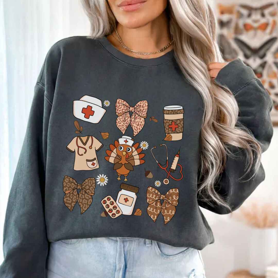 Thanksgiving Fall Nurse Coquette Sweatshirt