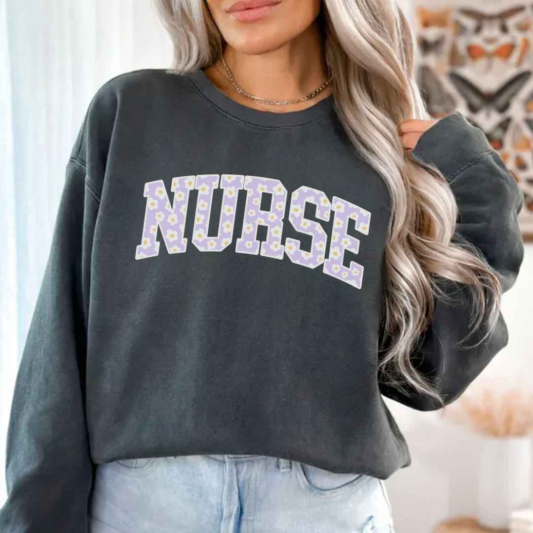 General Nurse Bright Floral College Sweatshirt