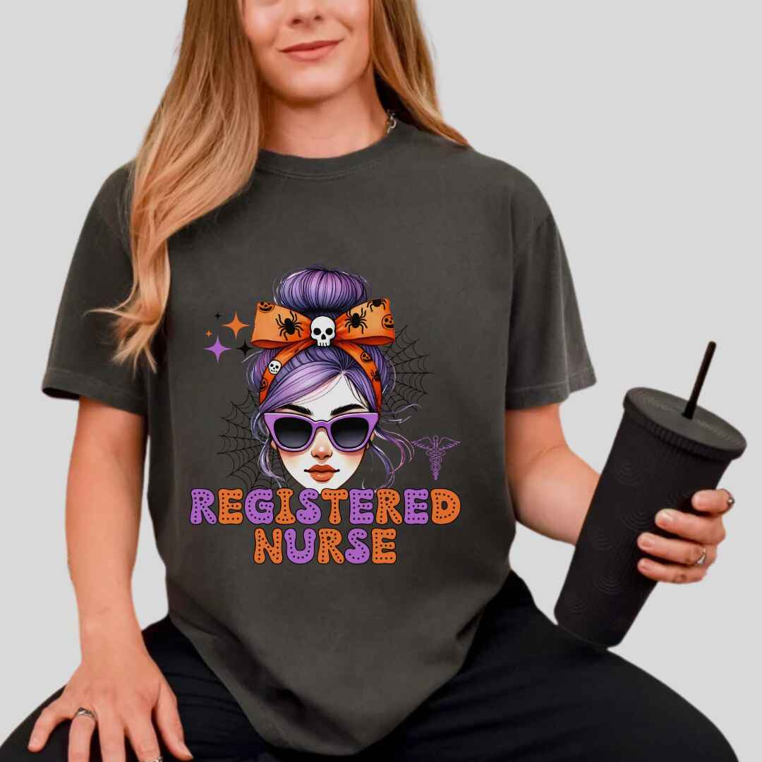 Registered Nurse Messy Hair Halloween T-shirt