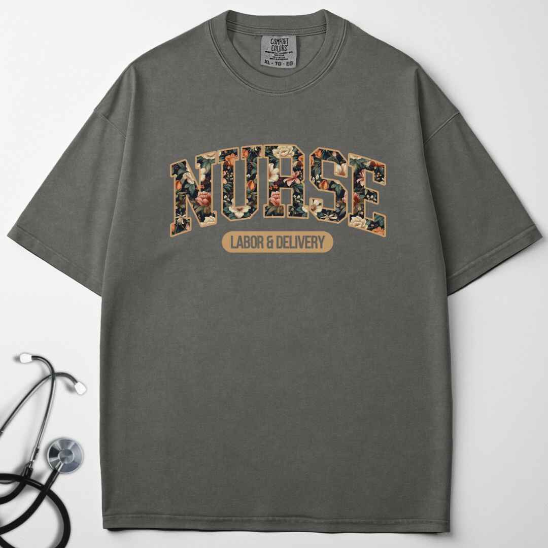 L&D Nurse Fall Floral College T-shirt