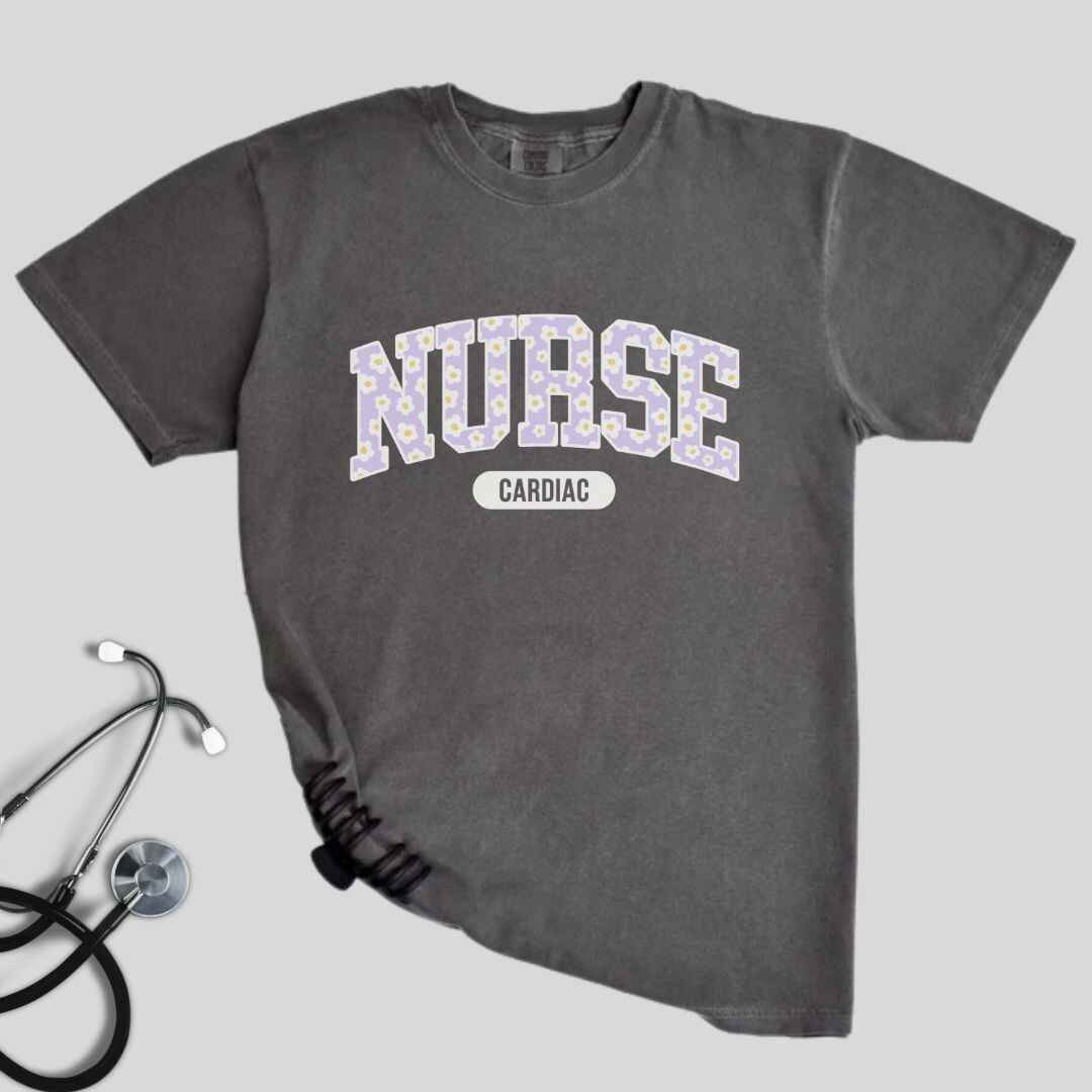 Cardiac Nurse Bright Floral College T-shirt