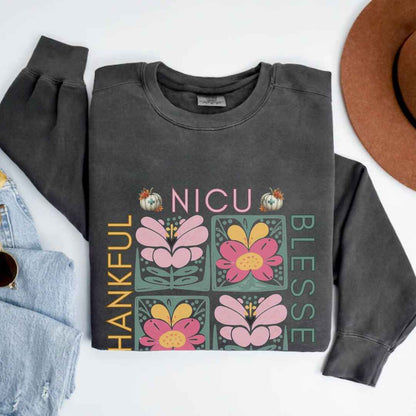 Thankful & Blessed Nicu Neonatal Nurse Fall Sweatshirt