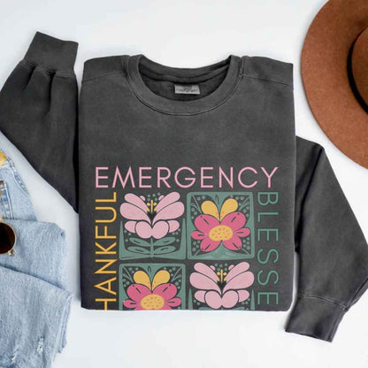 Thankful & Blessed Emergency Nurse Fall Sweatshirt